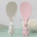 Cute standing rabbit rice spoon variant in beige and pink, non-stick paddle for kitchen. - Rabbit Rice Scoop / Pink White