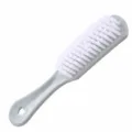 Plastic laundry shoe brush with soft bristles and handle, green variant presentation. - Green