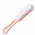 Pink plastic soft bristle cleaning brush for shoes and clothes daily multi-functional tool. - Pink