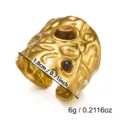 Dettaglio dell'anello in acciaio inox lava con indicazione di peso e dimensioni - Stile Lava Irregolare Occhio di Tigre