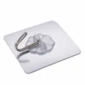 Transparent adhesive wall hook, stainless steel silver double hook for kitchen and bathroom storage. - Brushed Plum Hook / Silver