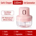 Electric mini garlic chopper, rechargeable wireless food processor for kitchen cooking use. - 100ml Garlic Crusher Gadget