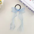 Zoete lichtblauwe organza strik haarband elegante lint haar elastiek voor vrouwen en meisjes. - Blauw