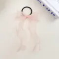 Zoete roze organza strik haarband voor vrouwen, elegante lint haartouw en staartouder. - Roze