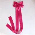 Extra large satin long ribbon bow hair clip, sweet Korean style cute sweet hair accessory. - Duckbill Hair Clips / Red Plum