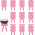 Pink satin ribbon bows for gift wrapping, party decoration, candy bags and baking crafts. - Rose Red