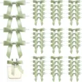 Pack of sage green satin ribbon bows for DIY gift wrapping and party decoration projects. - Light Green