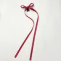 Red long ribbon bow hair claw clip, balletcore sweet cute princess hair accessory stylish - Burgundy