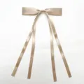 Champagne polyester ribbon bow hair clip, elegant double tail duckbill clip for cute sweet style. - Polyester Material: Champagne