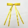 Yellow satin ribbon bow hair clip with double streamers, sweet cute hair accessory variant. - Polyester Material: Golden Yellow