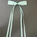 Mint green satin ribbon bow hair clip with double long streamers, cute sweet duckbill hair accessory. - Polyester Material: Mint Green