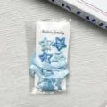 Set di fermagli per capelli a stella blu con nastri azzurri, variante da 6 pezzi. - Set Blu