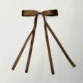 Brown ribbon bow hair clip with double streamers, sweet and elegant hair accessory for women. - Polyester Material: Dark Brown
