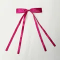 Fuchsia satin ribbon bow hair clip with double streamers, sweet cute hair accessory SKU. - Polyester Material: Plum Red