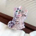 Pinza para el pelo de gato lindo con diseño de rayas nacaradas para peinados de mujer - Gato Atigrado