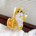 Cute orange tabby cat hair claw clip made of pearlescent acetate hair accessory for girls - Orange Cat