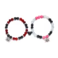 Halloween Spinne Herz Magnet Perlenarmbänder für Paare gotischer Schmuck Geschenk - Rot Schwarz Perlen Spinne Stil (BR23Y0450)