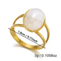 Detail of gold stainless steel geometric wrap ring showing 1.8cm width and 3g weight - 1.8cm / Marble