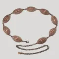 Cintura a catena in metallo rame antico con placche ovali incise per abiti e maglioni - Stile Piastra Intagliata Ovale Bronzo (29)
