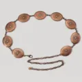 Cintura a catena vintage in rame antico con medaglioni ovali incisi a raggio di sole - Stile Raggi di Sole Rame Rosso Vintage (26)