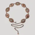 Cintura a catena bohémien in rame vintage con pietre turchesi per abiti e maglioni - Stile Perla Turchese Motivo a Sole Bronzo (24)