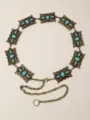 Cintura a catena in bronzo stile vintage con pietre turchesi per eleganti abiti da donna - Stile Turchese Artificiale Bohémien (16)