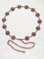 Dettaglio dei motivi floreali in bronzo antico e della catena a maglie regolabile di questa cintura - Stile Girasole Bronzo Opaco (10)