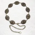 Vintage bronze metal flower concho chain belt for women dresses and stylish sweaters - Bronze Floral Carved Style (1)