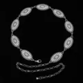 Ceinture chaîne de taille vintage en alliage sculpté avec finition argent antique pour femme - Style Argent Antique Tout Métal Gravé (30) / 110cm