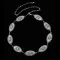 Chaîne de taille vintage bohème en alliage argenté avec pierres de turquoise - Style Argent Antique Turquoise Bleue (27) / 110cm