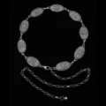 Chaîne de taille vintage en argent avec gravures florales pour femmes style bohème. - Style Argent Antique Tout Métal Gravé (28) / 110cm