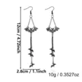 Boucles d'oreilles chauve-souris gothiques noires avec glands, 12 cm pour Halloween. - Style Tassel Chauve-Souris (ER26Y0298-3)