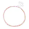 Close-up detail of Bohemian style layered colorful seed bead waist chain on white background - Pink And Gold Mix Style / Pink Gold