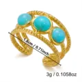 Close-up of vintage turquoise stainless steel ring showing 1.8cm diameter and 3g weight. - 1.8cm / Triple Row Turquoise