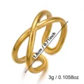 Detail showing 1.8cm diameter and 3g weight for the gold double layer cross ring - Geometric Cross Line Style