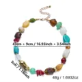 Detailed view of colorful irregular resin bead necklace with size and weight info - Style 3