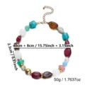 Detailed product view of a colorful resin beaded necklace with dimension labels - Style 5