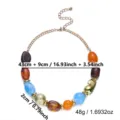 Colorful marbled resin bead necklace with gold-tone chain, 43+9cm adjustable length, 48g - Style 6
