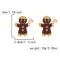 Orecchini a omino di pan di zenzero creativi con dimensioni e peso per Natale - Omino Pan di Zenzero con Bastone