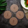 Nordische holle onderzetters set, roségouden geometrische PVC hittebestendige tafelmat - Diameter 10cm / Roségoud