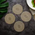 Gouden ronde opengewerkte PVC placemat hittebestendige Scandinavische stijl 4 stuks - Diameter 10cm / Goud