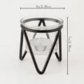 Modern geometric metal candle holder with glass cup and tealight for home and wedding decor. - Geometric Candle Holder / Black