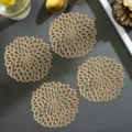 Gold hollow flower shape PVC coaster heat insulation tea cup mat for home table decor - Tennis Flower Coaster / 10cm / Gold