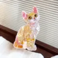 Cute iridescent cat hair claw clip made of premium pearlized acetate for women's hair - Cartoon Cat (Chihuahua Style)
