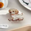 Pinza de pelo con diseño de perrito perlado ideal para moños y peinados casuales - Labrador