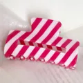 Molla per capelli in PVC a strisce bianche e rosa per acconciature estive donna - Cubo / Rosso