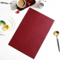 Nordic grid leather placemat, wine red waterproof heat-insulation dining table mat detail. - 45*30cm / Lafite Red