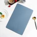 Solid color leather placemat rectangular heat insulation mat for home table dining decor - Rectangle / Blue