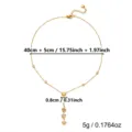 Y-shaped stainless steel necklace with star and heart charms, detail measurements shown - Gold Geometric Pendant Y-Necklace(NC26Y0257)