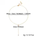 Detailed dimensions of gold stainless steel Y-shaped necklace with zircon flower pendant - Gold Flower Pear Rhinestone Necklace(NC26Y0258)